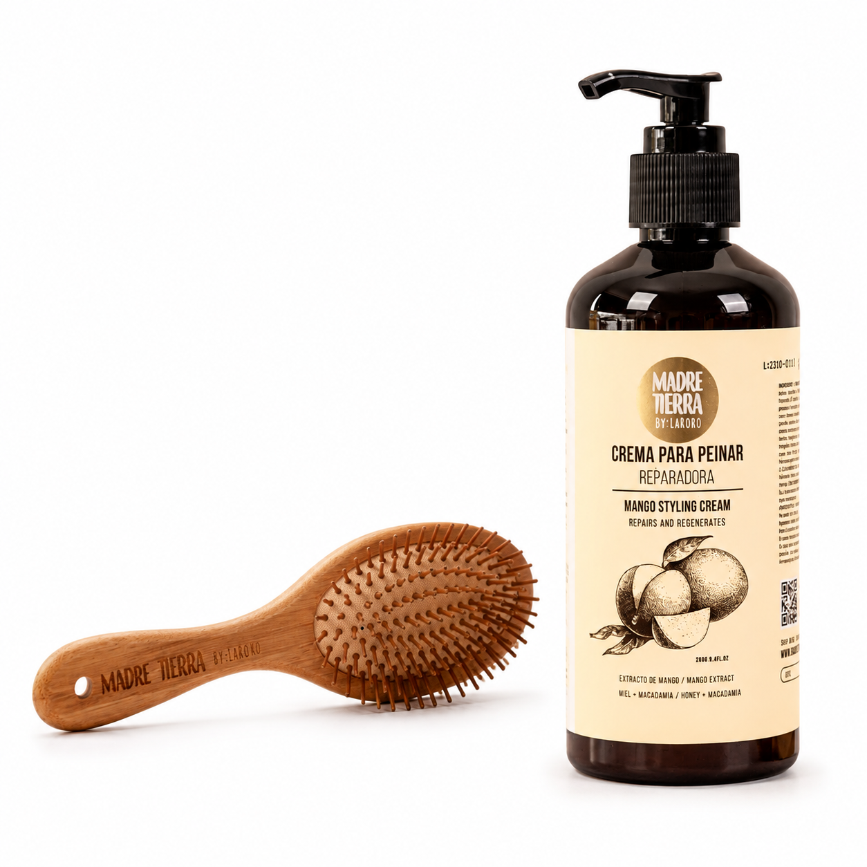 Crema para Peinar Reparadora + Cepillo de Bamboo Grande